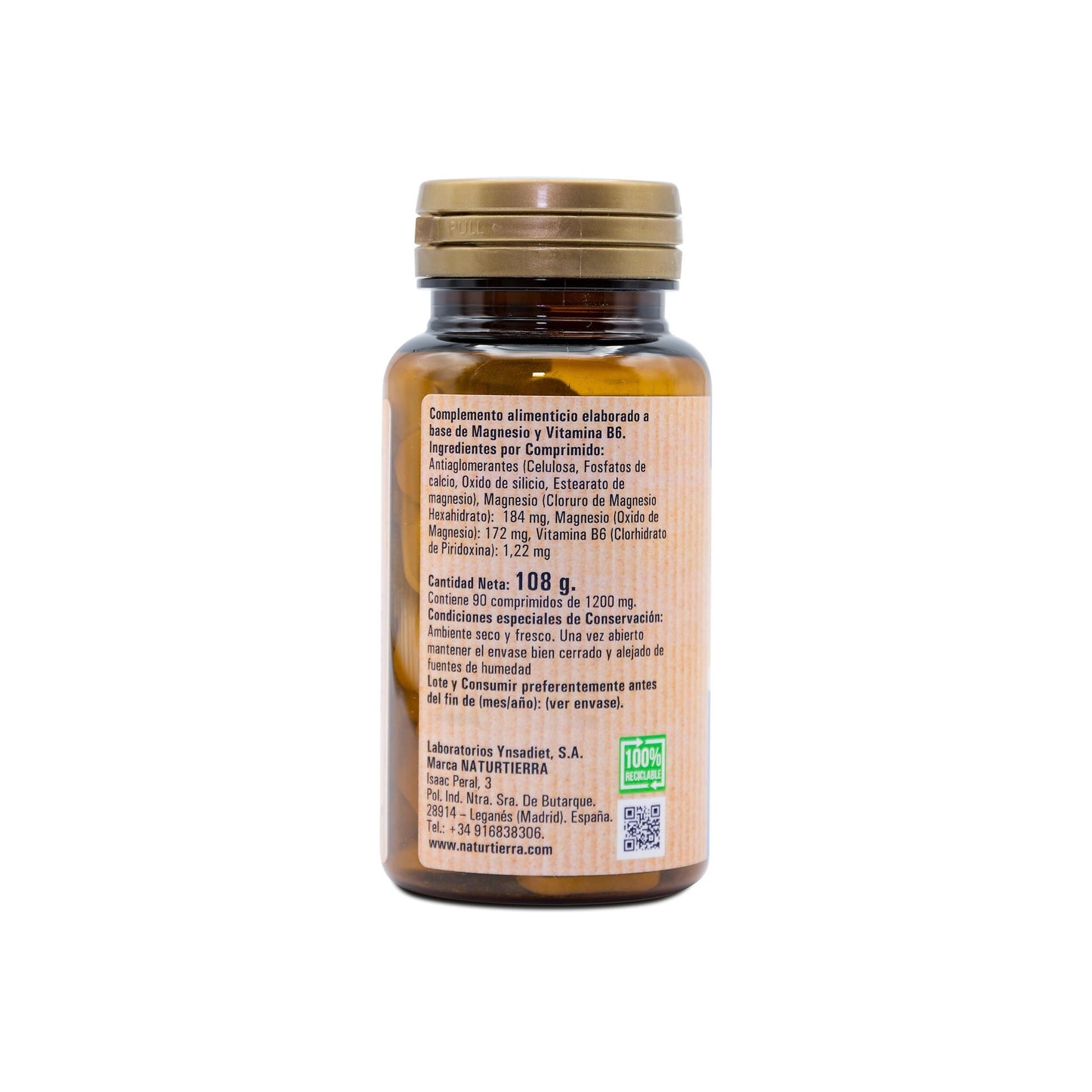 Magnesio + Vitamina B6, 90 comprimidos. NaturTierra