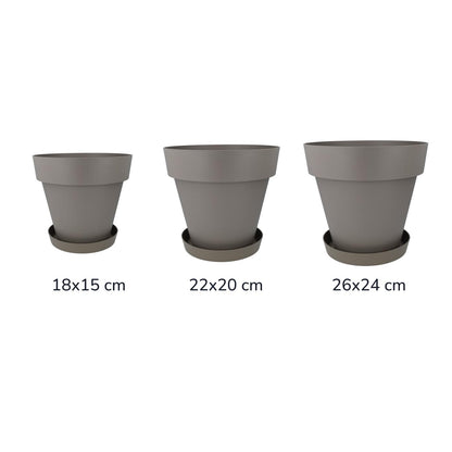 Pack maceta con plato color taupe Tes 26 x 24 cm