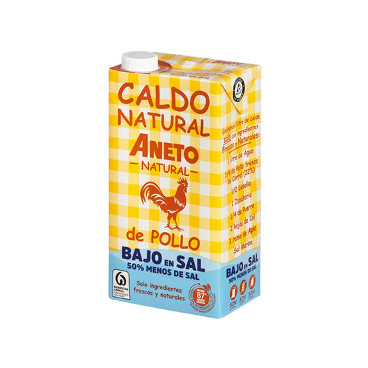 Caldo Natural Aneto Pollo Bajo en Sal, Aneto, 1L