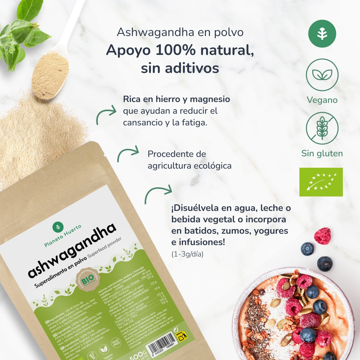 Ashwagandha en polvo ECO Planeta Huerto 500 g