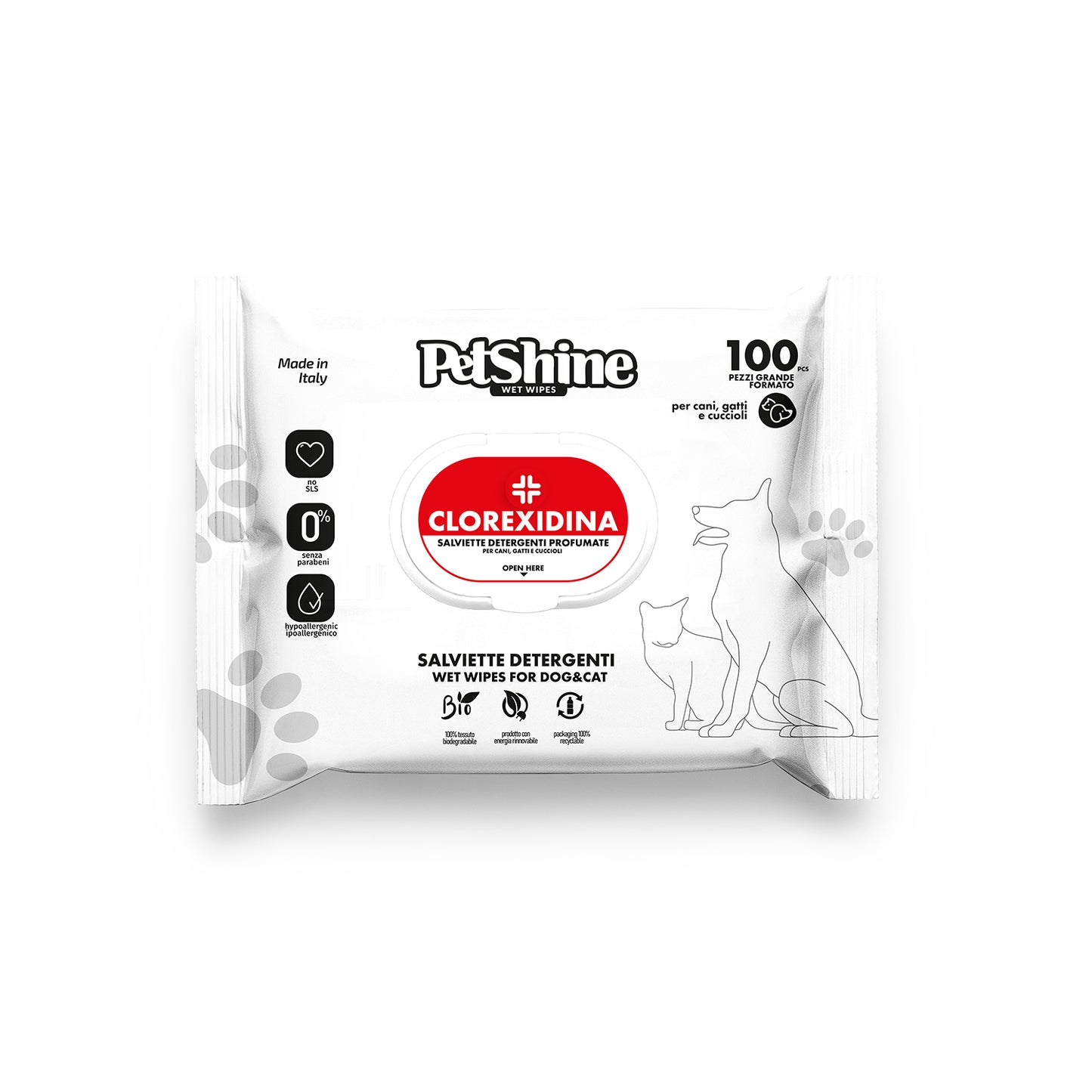 Toallitas Higiene Perro/Gato Clorexidina Porrini 100 toallitas por bolsa