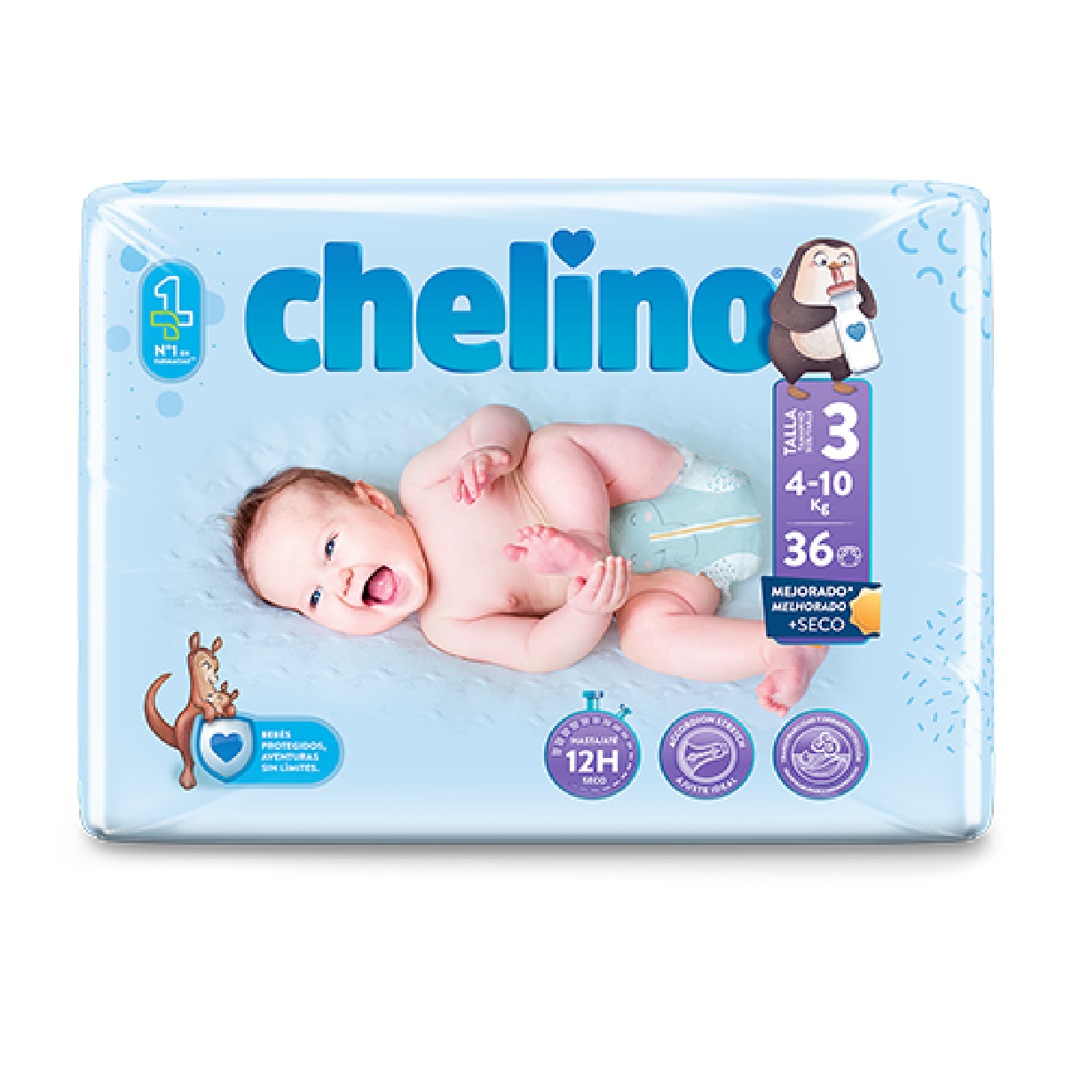 Pack 6 x Pañal T3 Tumbado (4-10Kg) 36 uds, Chelino
