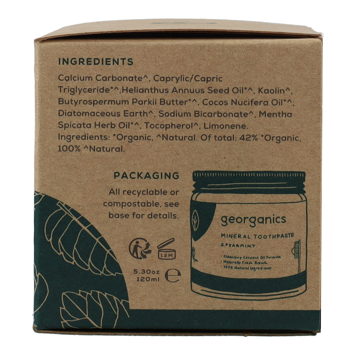 Dentífrico natural Hierbabuena  y Coco Georganics