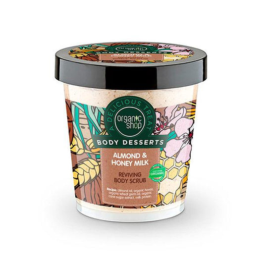 Exfoliante corporal Estimulante almendra & leche con miel Organic Shop 450 ml