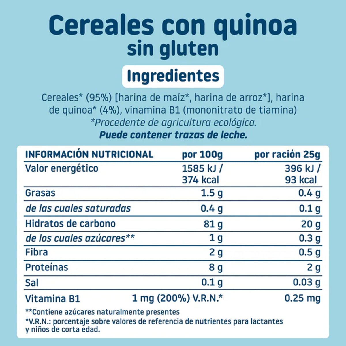 Papilla de cereales Sin Gluten con Quinoa Eco Smileat, 200g