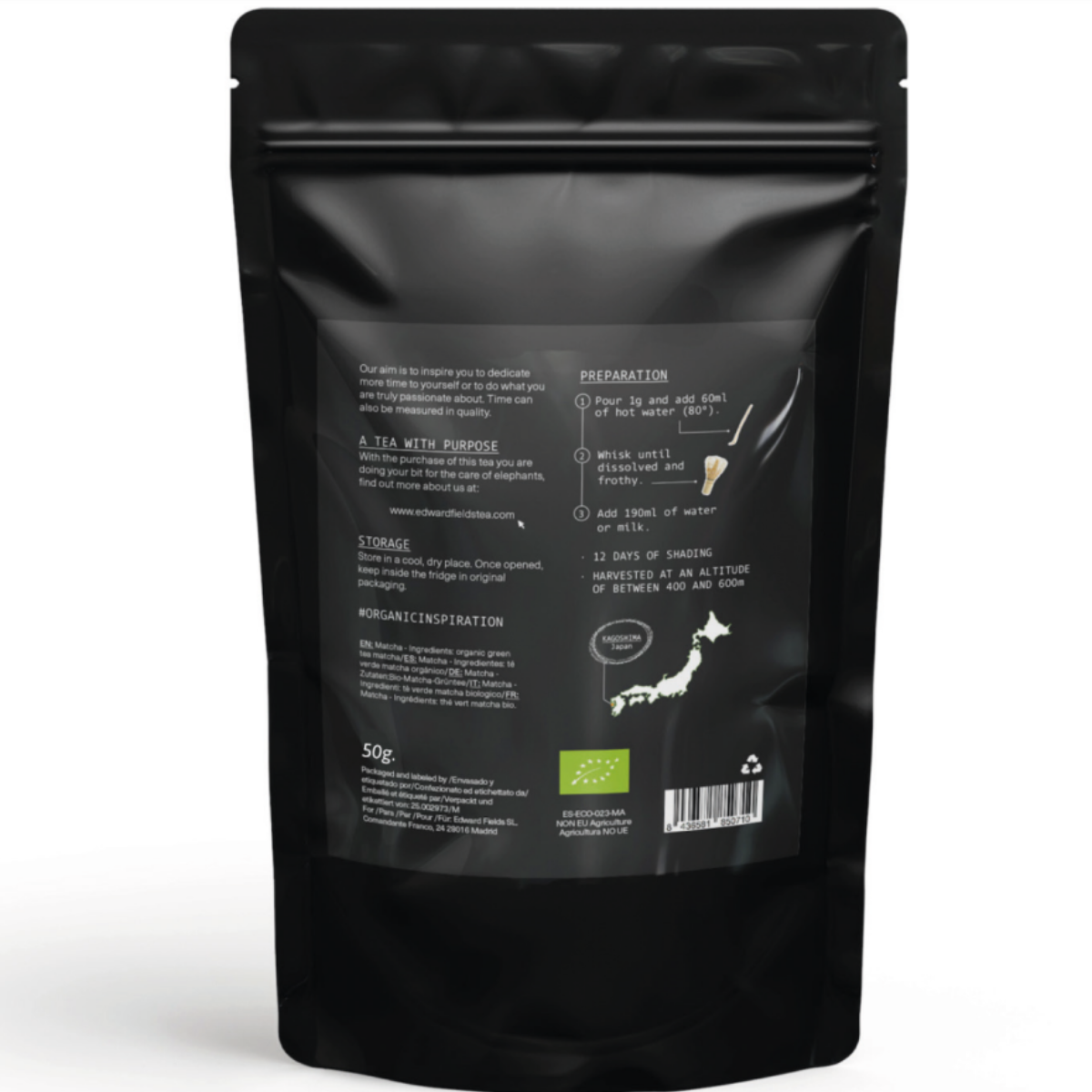 Matcha Premium Ecológico Ceremonial Japonés Edward Fields 50 g