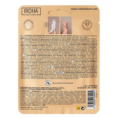 Guantes Mascarilla reparadores  Melocotón y Manteca de Karité Iroha Nature 2 x 9ml