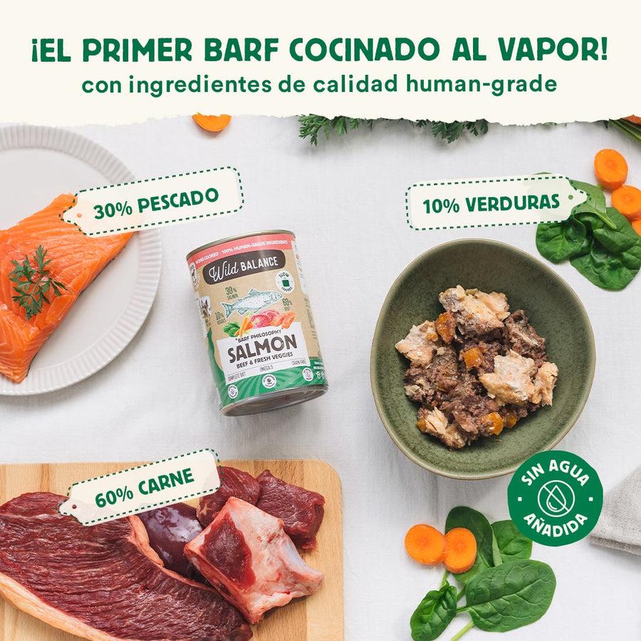Pack Salmón y Ternera barf para perros 6x400 g Wild Balance