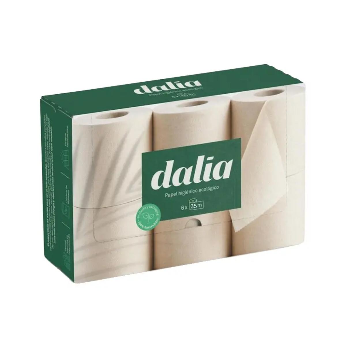 Pack 4x Papel higiénico sin blanquear, Dalia 6 rollos 6x35 m