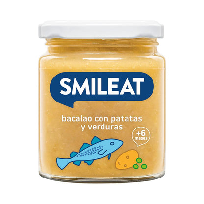Tarrito BIO de verduras ecológicas con bacalao 230g.