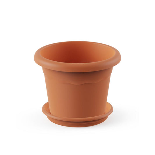 Pack maceta redonda con plato color terracota Terra 18 x 13 cm