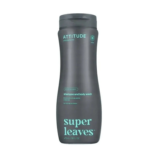 Champú y gel de baño 2 en 1 para cuero cabelludo sauce negro y álamo Super Leaves