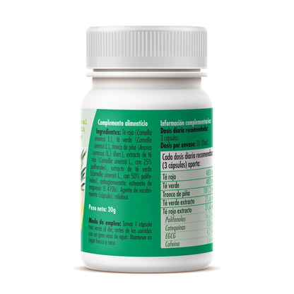 GHF Té verde, té rojo y piña 60 cápsulas 500 mg