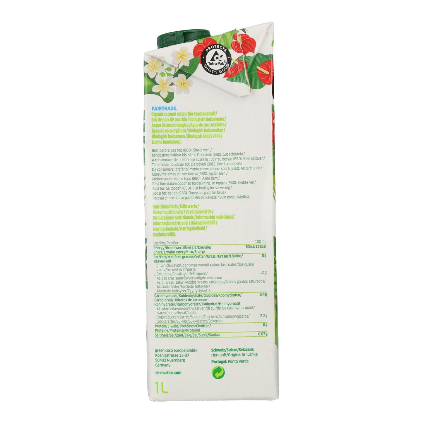 Bebida de Coco Maduro Pure Bio Dr. Martins 1L