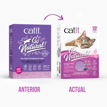 Arena aglomerante ecológica de cáscara de guisantes aroma lavanda Go Natural! 5,6 kg Catit