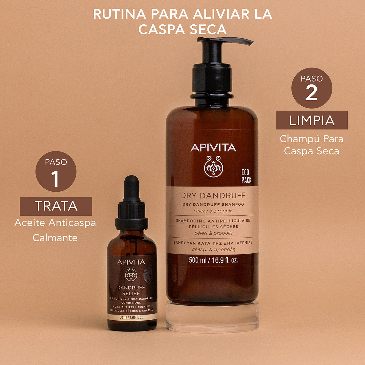 ECOPACK Champú anticaspa seca con apio y propóleo, APIVITA, 500 ml