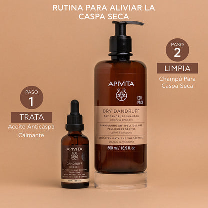 ECOPACK Champú anticaspa seca con apio y propóleo, APIVITA, 500 ml