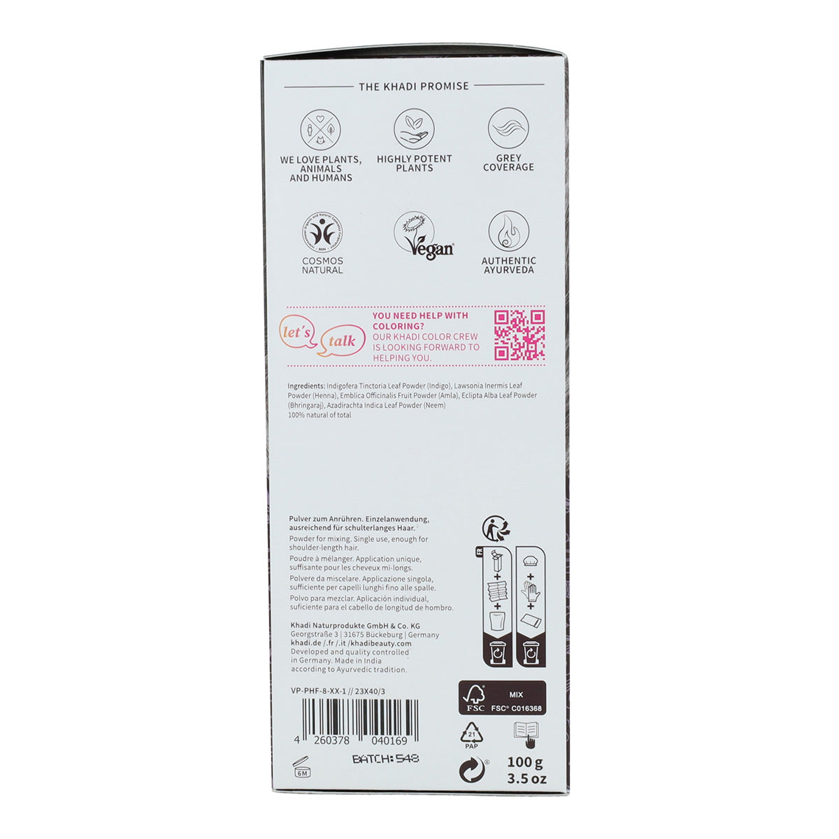 Tinte natural castaño oscuro Khadi