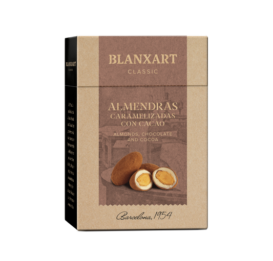 Almendras Tostadas con Chocolate Blanco y Cacao en Polvo sin gluten Blanxart 100 g