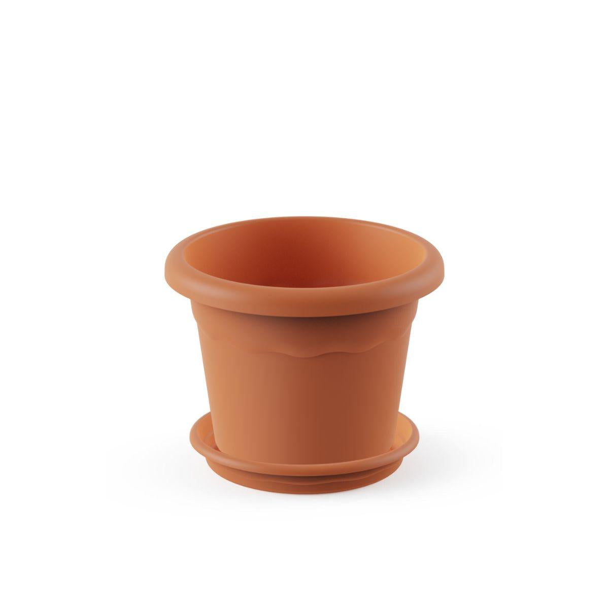 Pack maceta redonda con plato color terracota Terra 14 x 10 cm