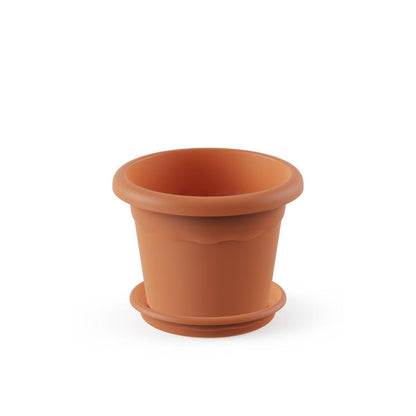 Pack maceta redonda con plato color terracota Terra 14 x 10 cm