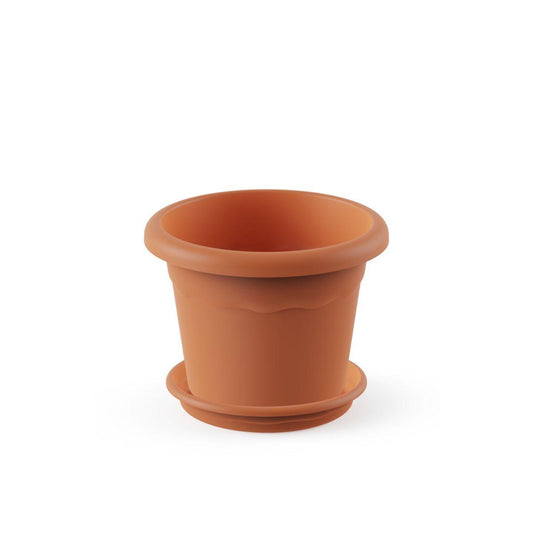 Pack maceta redonda con plato color terracota Terra 14 x 10 cm