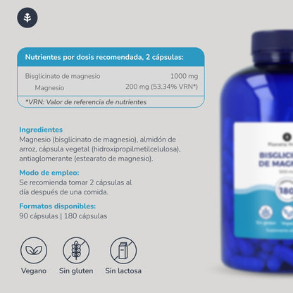 Bisglicinato de Magnesio 500 mg Planeta Huerto 90 cápsulas