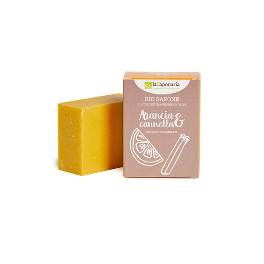 Jabón con Aceite de Oliva Virgen Extra Naranja y Canela La Saponaria 100g