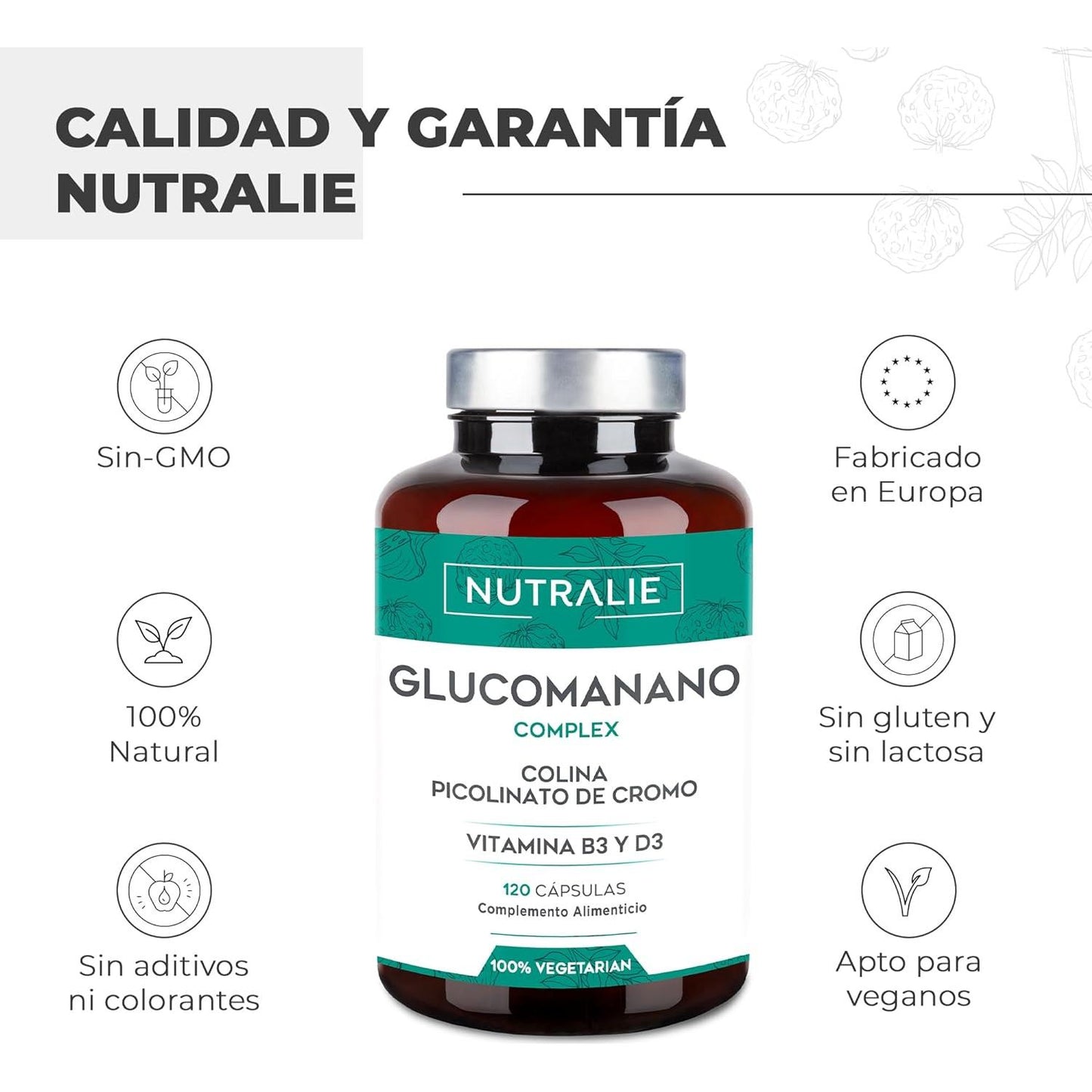 Nutralie Glucomanano con Colina + B3 + D3 Pérdida Peso 120 cápsulas