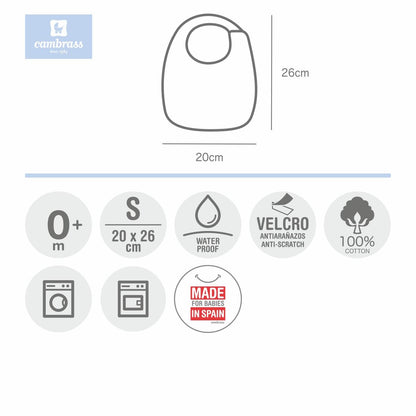 Babero cuadrado con Velcro Celeste 20x26 cm. Color Rosa