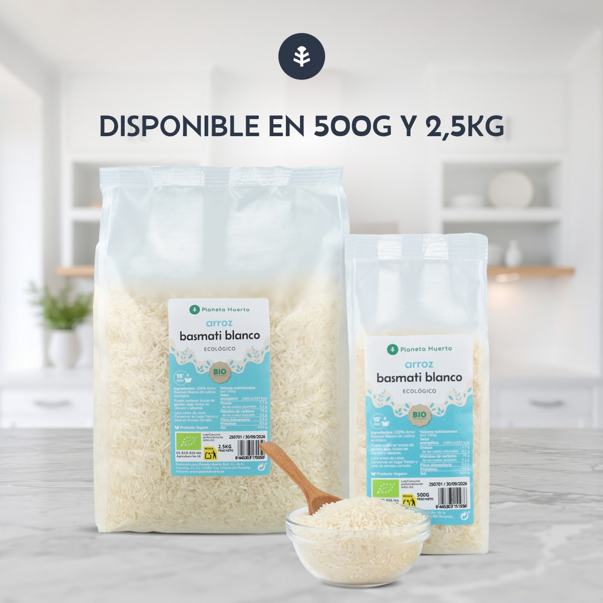 Arroz Basmati blanco ECO Planeta Huerto 500 g