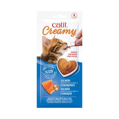 Snack líquido para gatos sabor salmón y gambas Creamy 4 x 10 g Catit