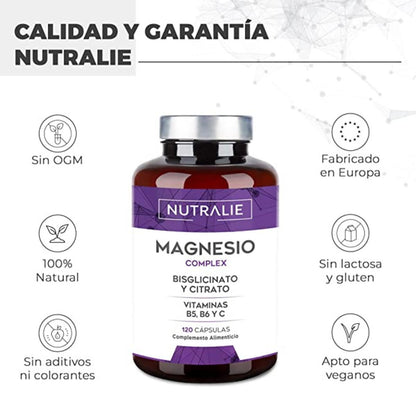Nutralie Magnesio con Bisglicinato y Citrato 120 cápsulas