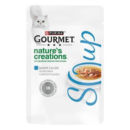 Pack 32 x GOURMET Nature's Creations Soup atún natural y guarnición de gambas 40g