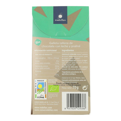 Conos de Chocolate con leche y Praliné BIO Rodellas Conu 70 g