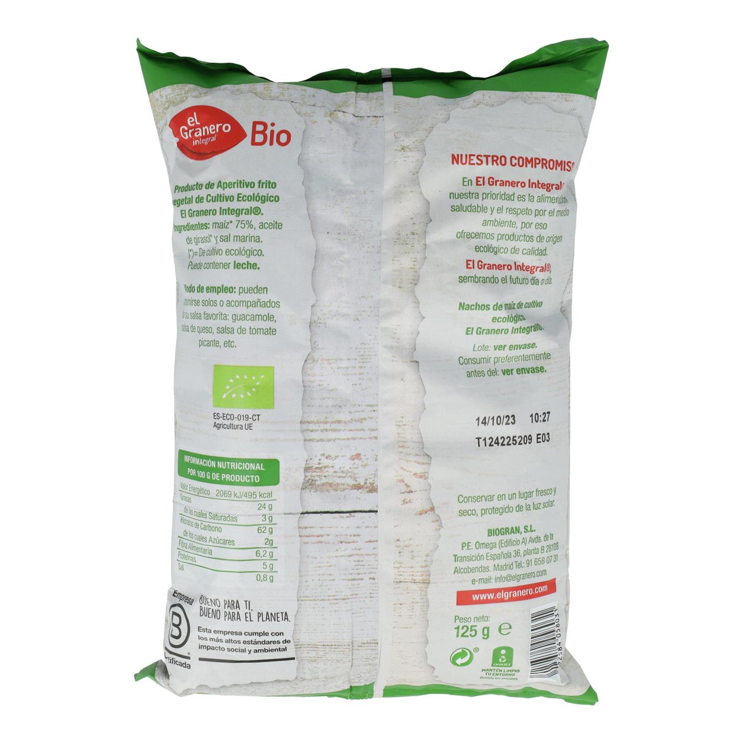 Nachos BIO El Granero, 125 g