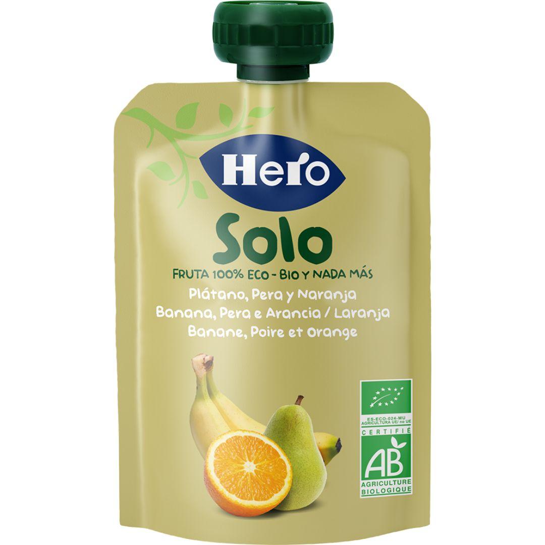 Bolsita Fruta 100 % Eco Sabor Plátano, Pera y Naranja  4x100 g-Hero Solo