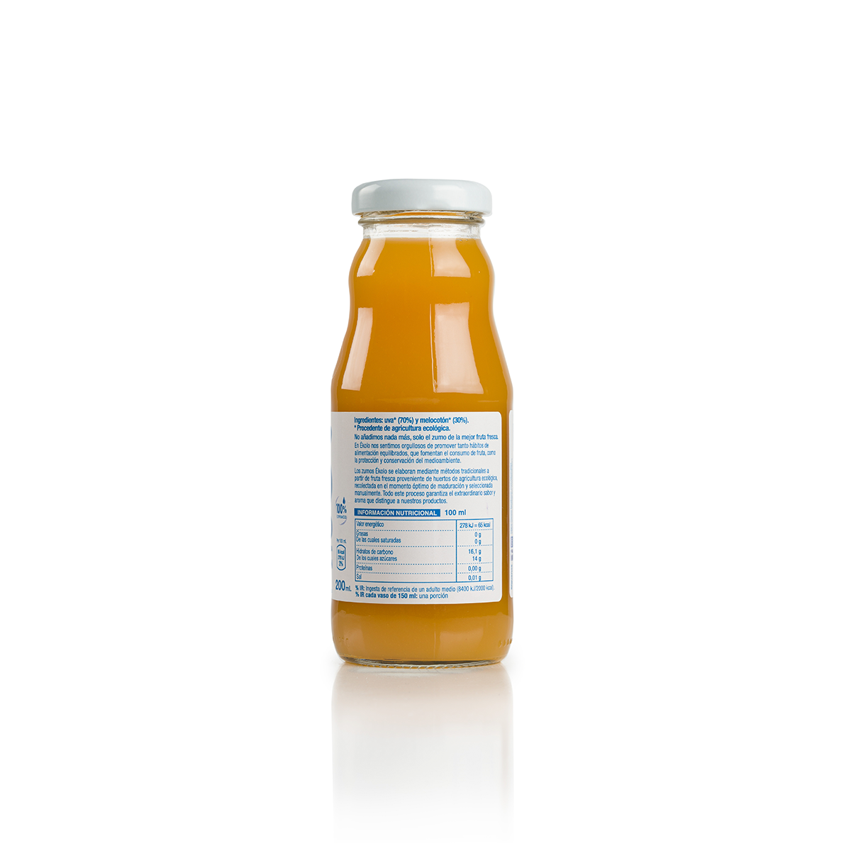 Zumo de Melocotón y Uva 100% exprimido Ékolo Bio 200ml