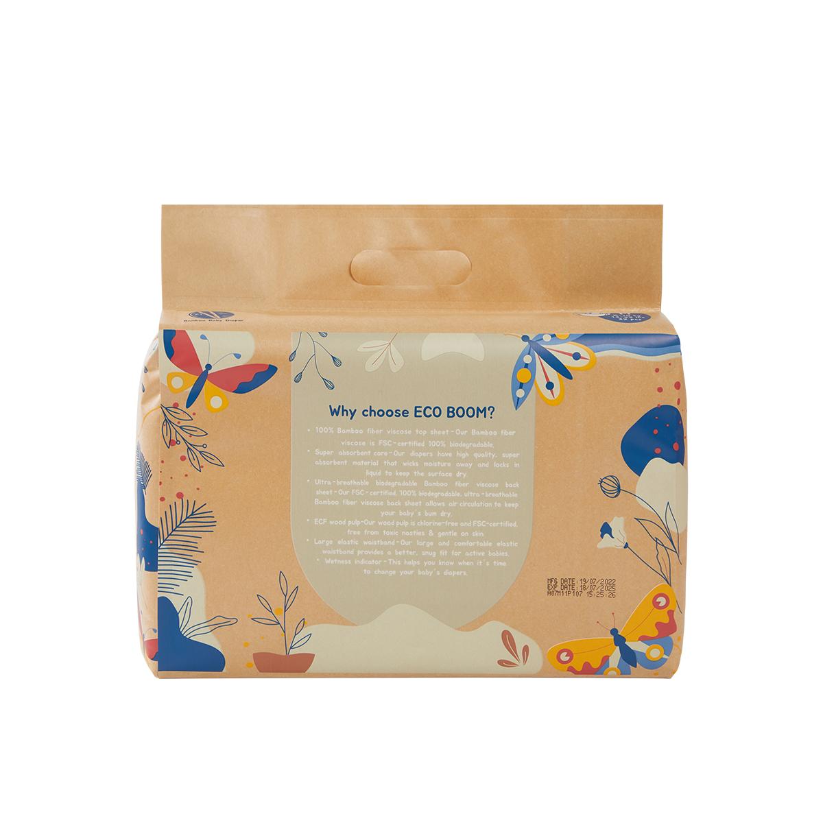 ECOBOOM- Pañal Ecológico de BAMBÚ Eco Boom. 70% Biodegradable, Hipoalergénico (TALLA 3/M, 6-10KG, PACK DE 4 BOLSAS, TOTAL 128 PAÑALES)