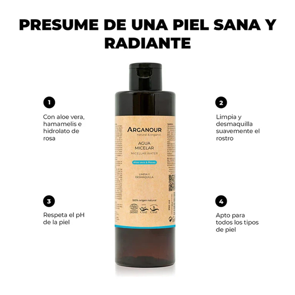 Agua micelar 250ml Arganour