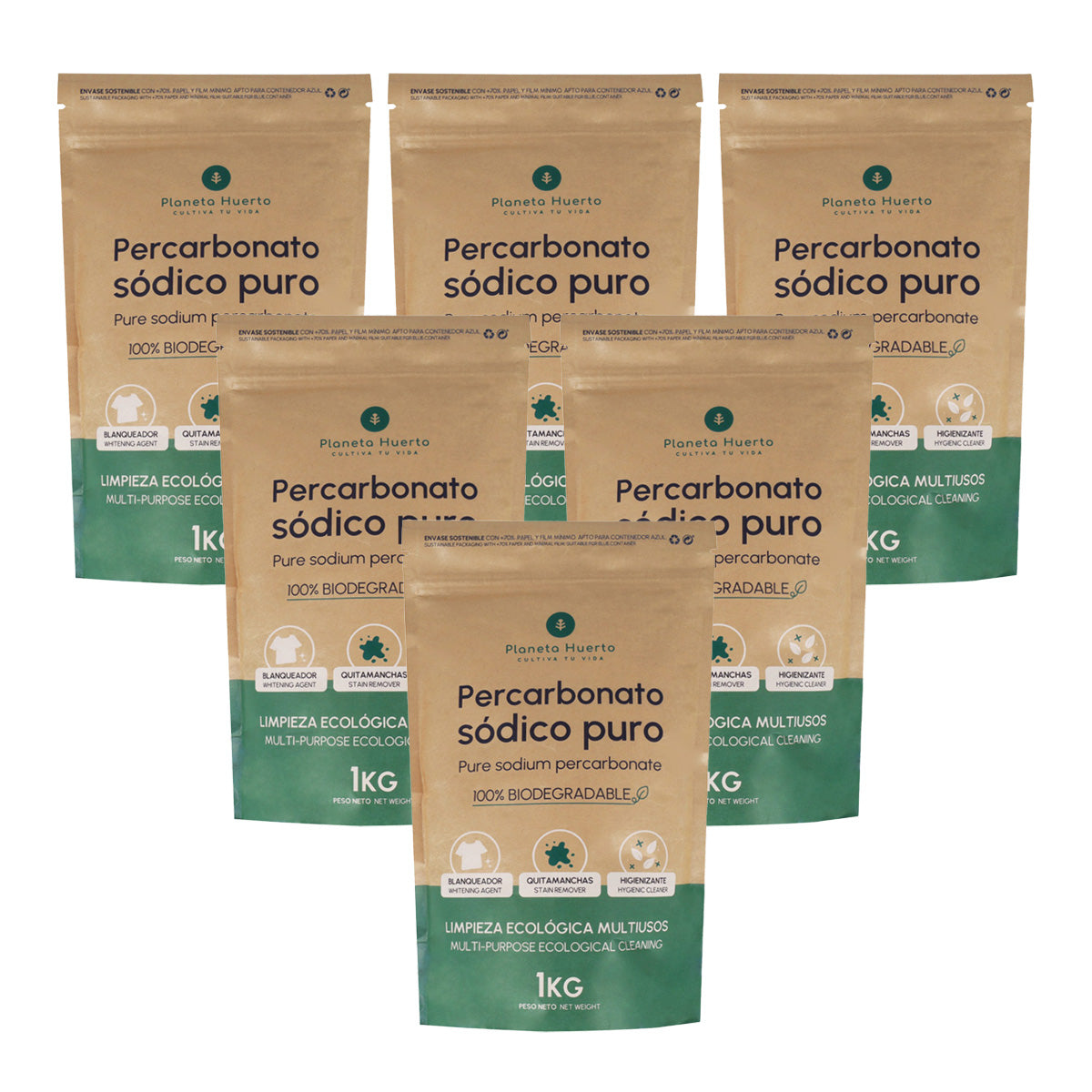 Pack 6x Percarbonato Sódico Planeta Huerto 1 Kg