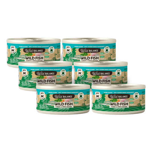 Pack Lata de Pescado y Pavo BARF para gatos 6x120 g Wild Balance