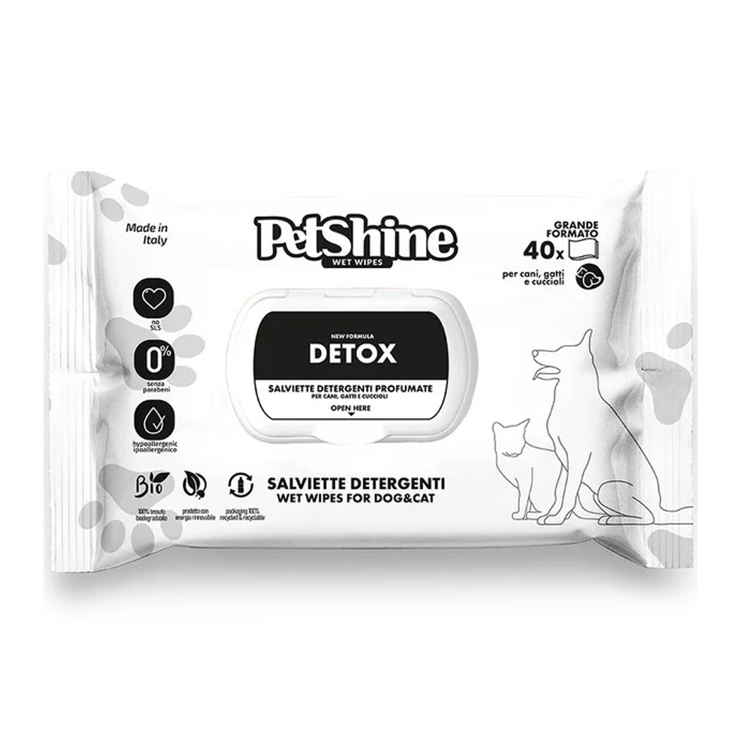 Toallitas Higiene Perro/Gato Detox Porrini 40 uds