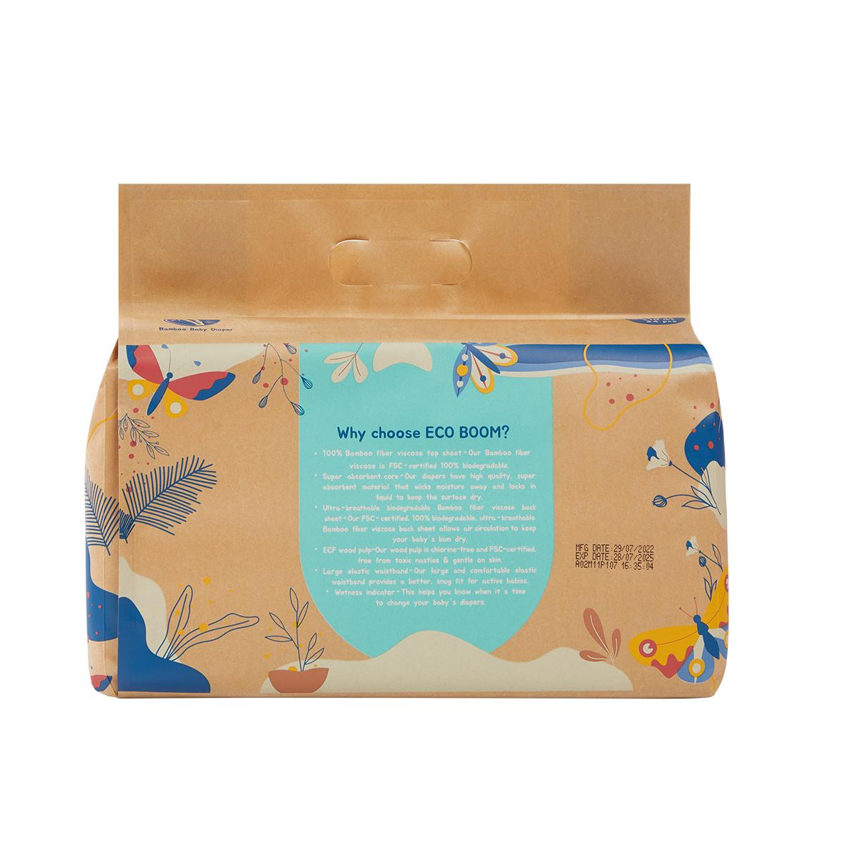ECOBOOM - Pañal Ecológico de BAMBÚ Eco Boom. 70% Biodegradable, Hipoalergénico (TALLA 1/NB, < 3KG, PACK 4 BOLSAS, TOTAL 136 PAÑALES)