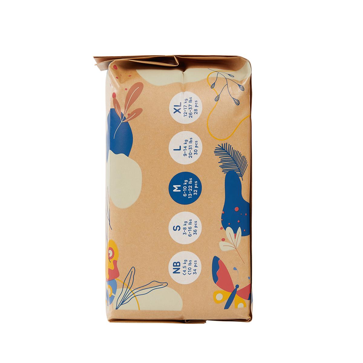 ECOBOOM- Pañal Ecológico de BAMBÚ Eco Boom. 70% Biodegradable, Hipoalergénico (TALLA 3/M, 6-10KG, PACK DE 4 BOLSAS, TOTAL 128 PAÑALES)