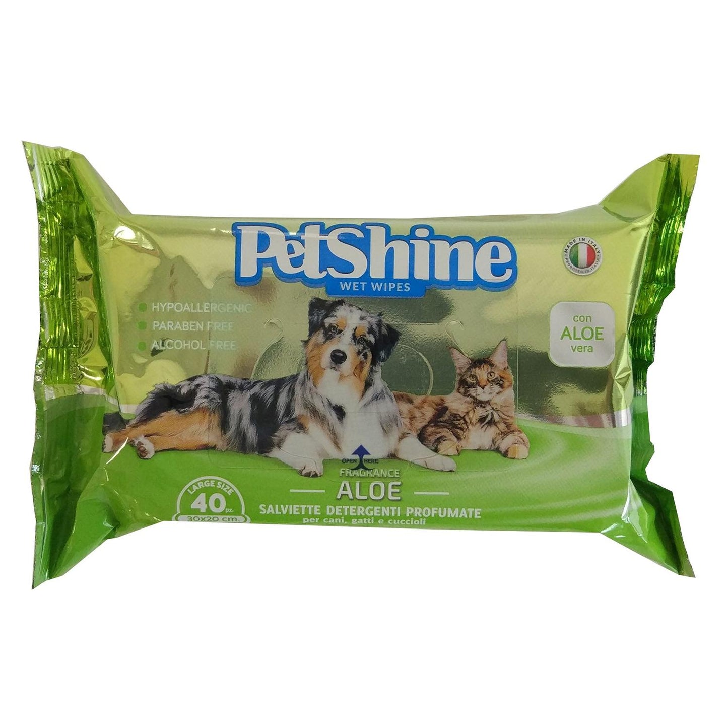 Porrini Toallitas Higiene Perro/Gato, Aloe, 40 uds