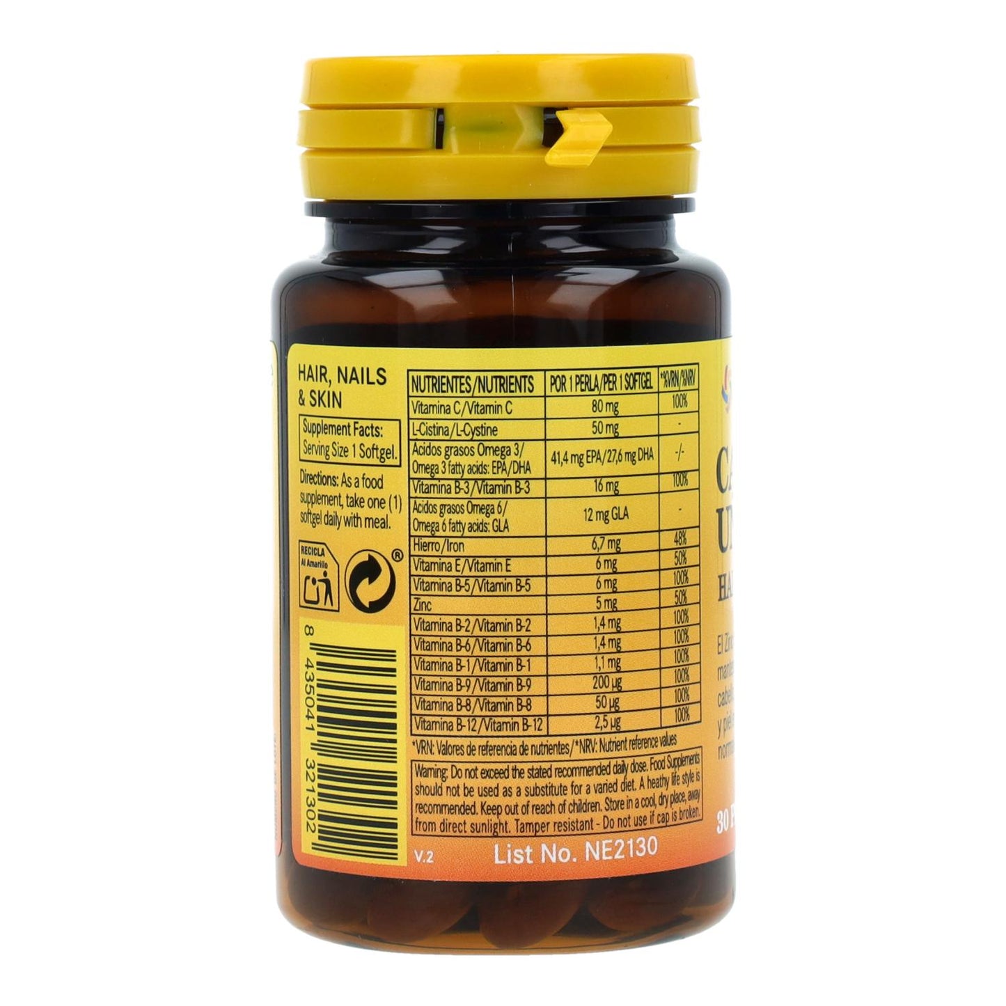 Cabellos, uñas y piel 540 mg Nature Essential, 30 perlas