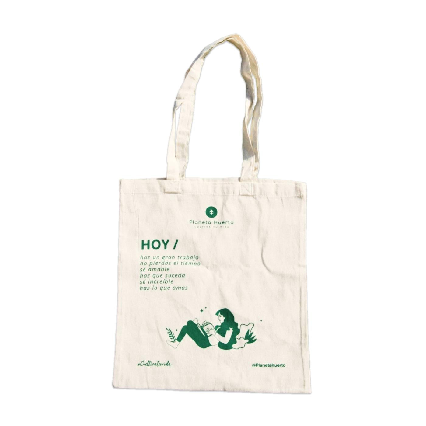 Bolsa de tela con diseño mujer Planeta Huerto 40cm x 40cm