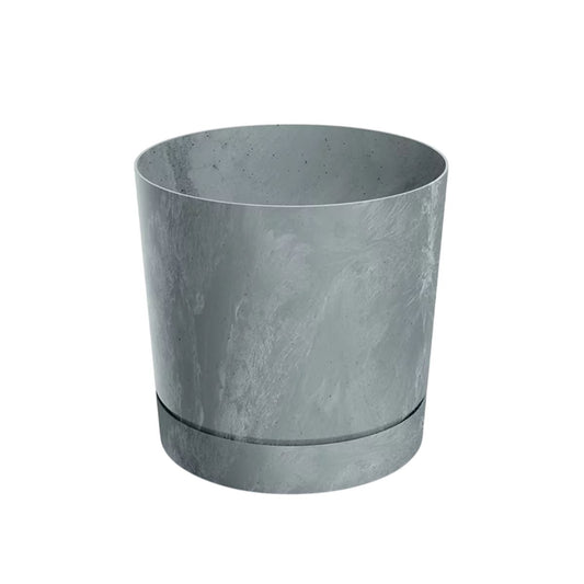Maceta Pure cemento plato integrado gris D18x18