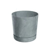Maceta Pure cemento plato integrado gris D24x23